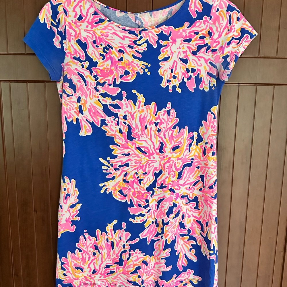 Lilly Pulitzer Blue and Pink Coral Mini Dress